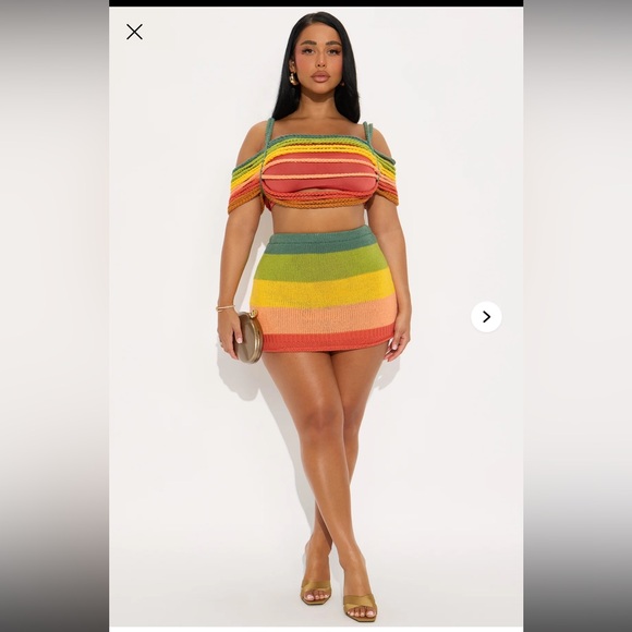 Rainbow Crotchet Off Shoulder Skirt Set🌈 - Picture 6 of 7
